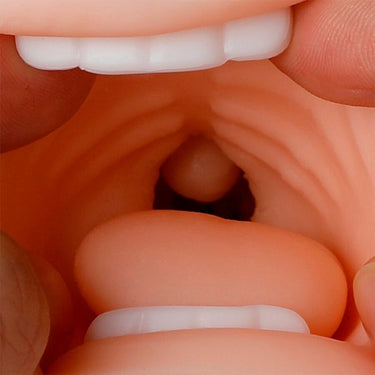 Masturbatore bocca realistico in silicone TPE, vibrazione e aspirazione